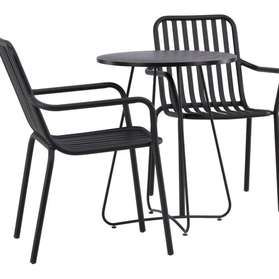 Parvekeryhmä Venture Home, ø60cm beige Bacong-pöytä + 2 mustaa Peking-tuolia