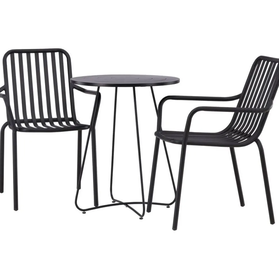 Parvekeryhmä Venture Home, ø60cm beige Bacong-pöytä + 2 mustaa Peking-tuolia