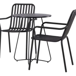 Parvekeryhmä Venture Home, ø60cm beige Bacong-pöytä + 2 mustaa Peking-tuolia