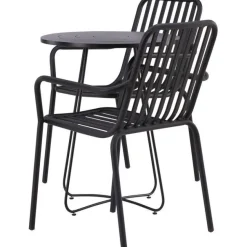 Parvekeryhmä Venture Home, ø60cm beige Bacong-pöytä + 2 mustaa Peking-tuolia