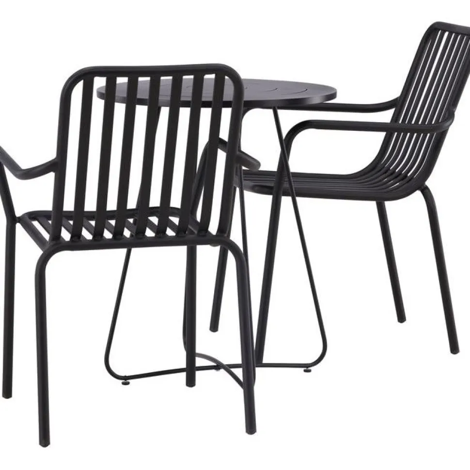 Parvekeryhmä Venture Home, ø60cm beige Bacong-pöytä + 2 mustaa Peking-tuolia