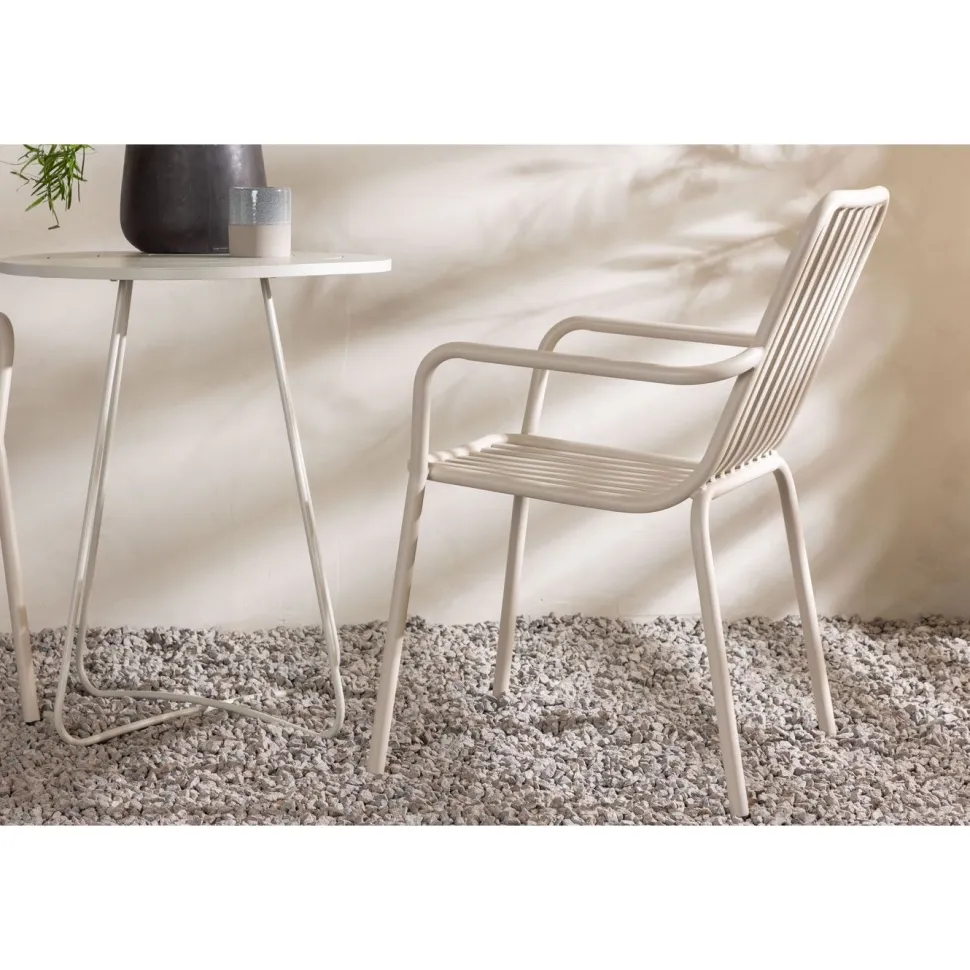 Parvekeryhmä Venture Home, ø60cm beige Bacong-pöytä + 2 mustaa Peking-tuolia