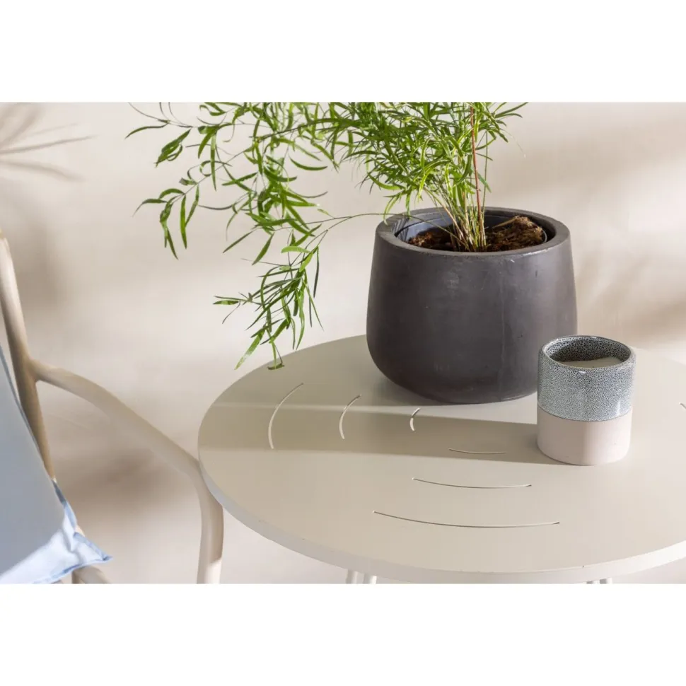 Parvekeryhmä Venture Home, ø60cm beige Bacong-pöytä + 2 mustaa Peking-tuolia