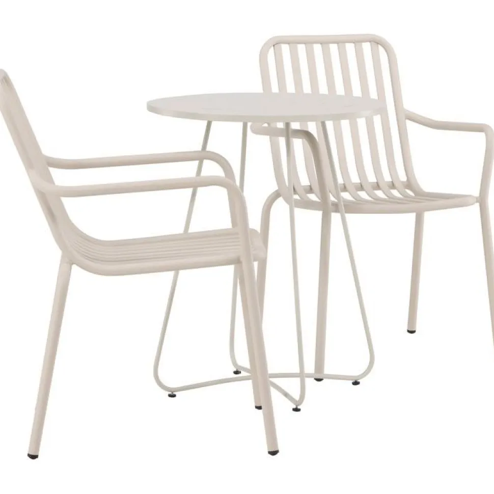 Parvekeryhmä Venture Home, ø60cm beige Bacong-pöytä + 2 mustaa Peking-tuolia