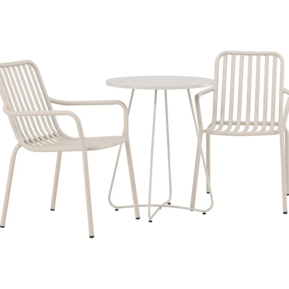 Parvekeryhmä Venture Home, ø60cm beige Bacong-pöytä + 2 mustaa Peking-tuolia