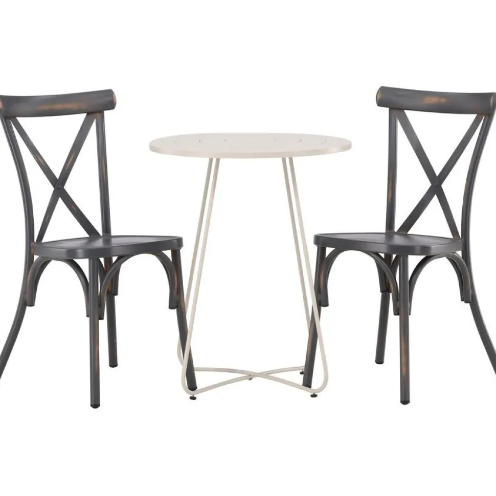 Parvekeryhmä Venture Home, ø60cm beige Bacong-pöytä + 2 mustaa Tablas-tuolia