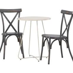 Parvekeryhmä Venture Home, ø60cm beige Bacong-pöytä + 2 mustaa Tablas-tuolia