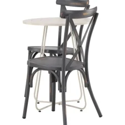 Parvekeryhmä Venture Home, ø60cm beige Bacong-pöytä + 2 mustaa Tablas-tuolia