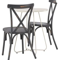 Parvekeryhmä Venture Home, ø60cm beige Bacong-pöytä + 2 mustaa Tablas-tuolia