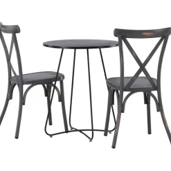 Parvekeryhmä Venture Home, ø60cm beige Bacong-pöytä + 2 mustaa Tablas-tuolia