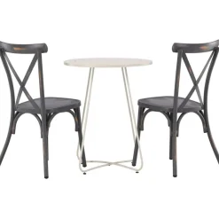 Parvekeryhmä Venture Home, ø60cm beige Bacong-pöytä + 2 mustaa Tablas-tuolia