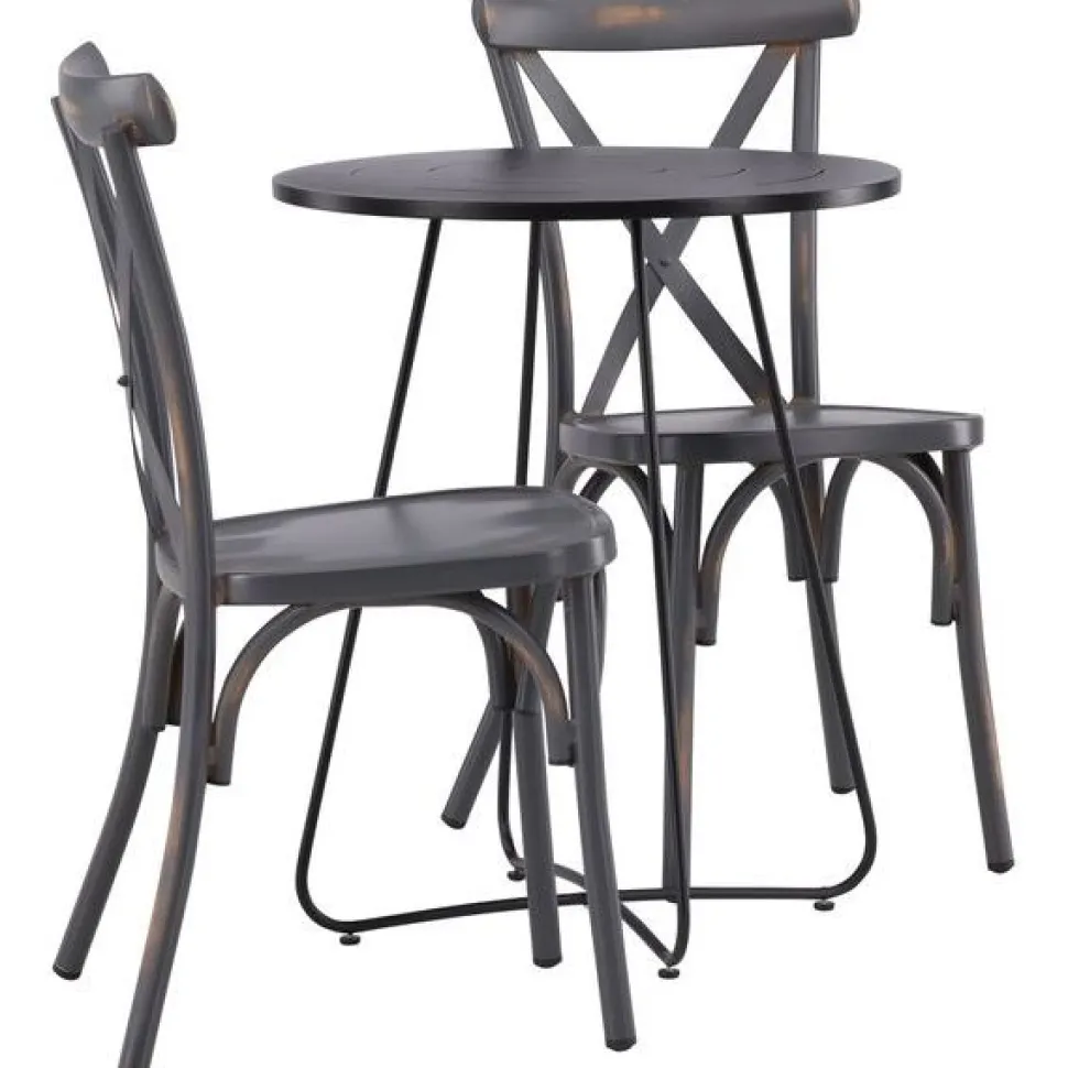 Parvekeryhmä Venture Home, ø60cm beige Bacong-pöytä + 2 mustaa Tablas-tuolia