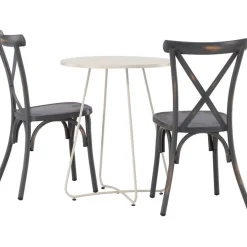 Parvekeryhmä Venture Home, ø60cm beige Bacong-pöytä + 2 mustaa Tablas-tuolia