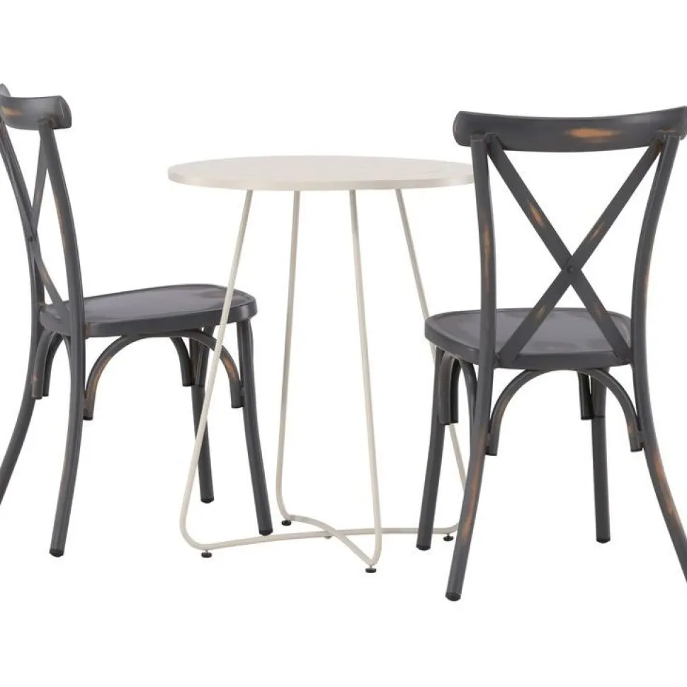 Parvekeryhmä Venture Home, ø60cm beige Bacong-pöytä + 2 mustaa Tablas-tuolia