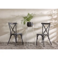 Parvekeryhmä Venture Home, ø60cm beige Bacong-pöytä + 2 mustaa Tablas-tuolia