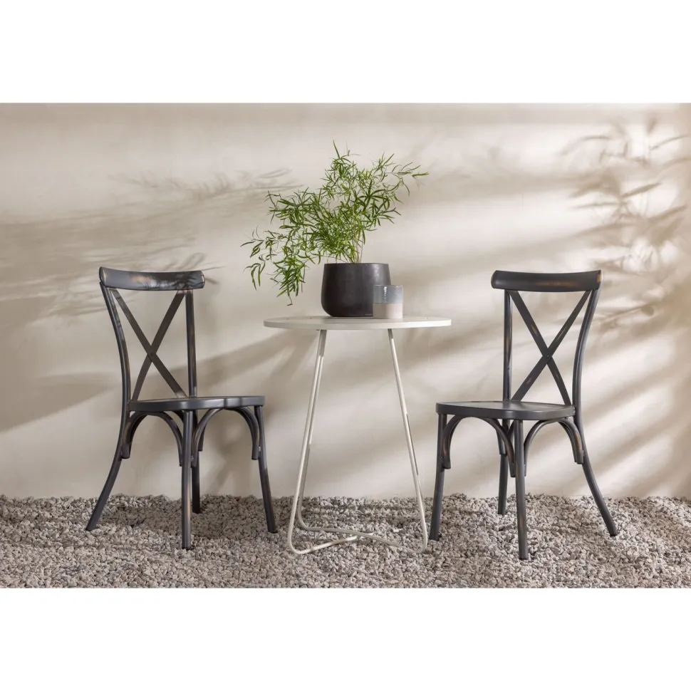 Parvekeryhmä Venture Home, ø60cm beige Bacong-pöytä + 2 mustaa Tablas-tuolia