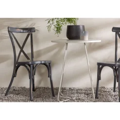Parvekeryhmä Venture Home, ø60cm beige Bacong-pöytä + 2 mustaa Tablas-tuolia