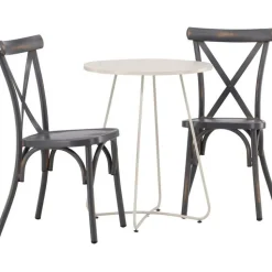 Parvekeryhmä Venture Home, ø60cm beige Bacong-pöytä + 2 mustaa Tablas-tuolia