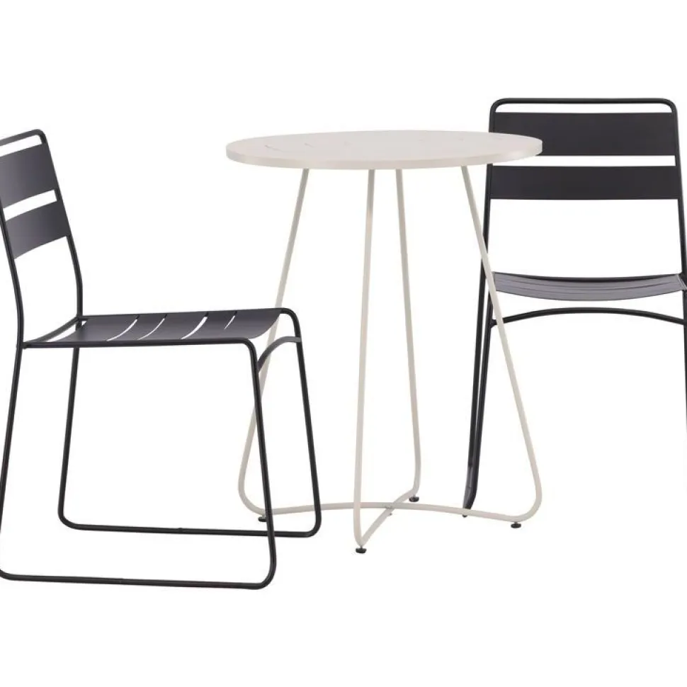 Parvekeryhmä Venture Home, ø60cm musta Bacong-pöytä + 2 mustaa Lina-tuolia