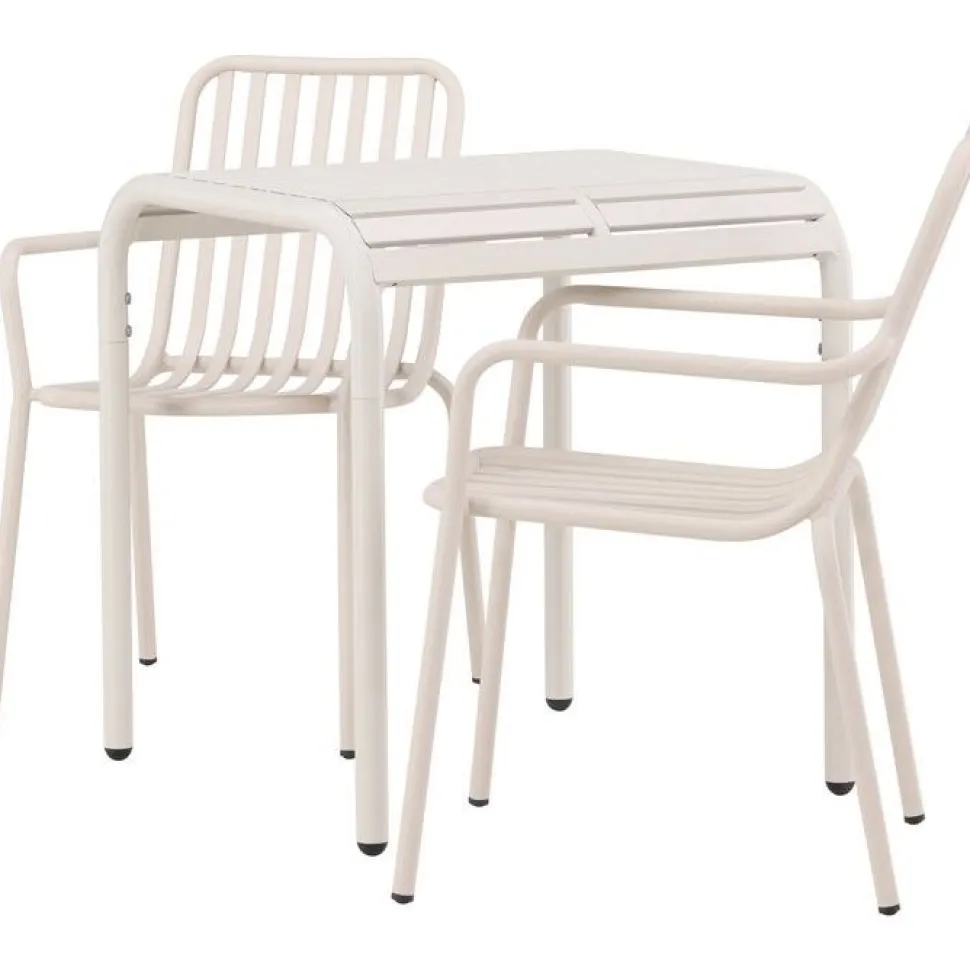 Parvekeryhmä Venture Home, 70x70cm beige Borneo-pöytä + 2 beigeä Peking-tuolia