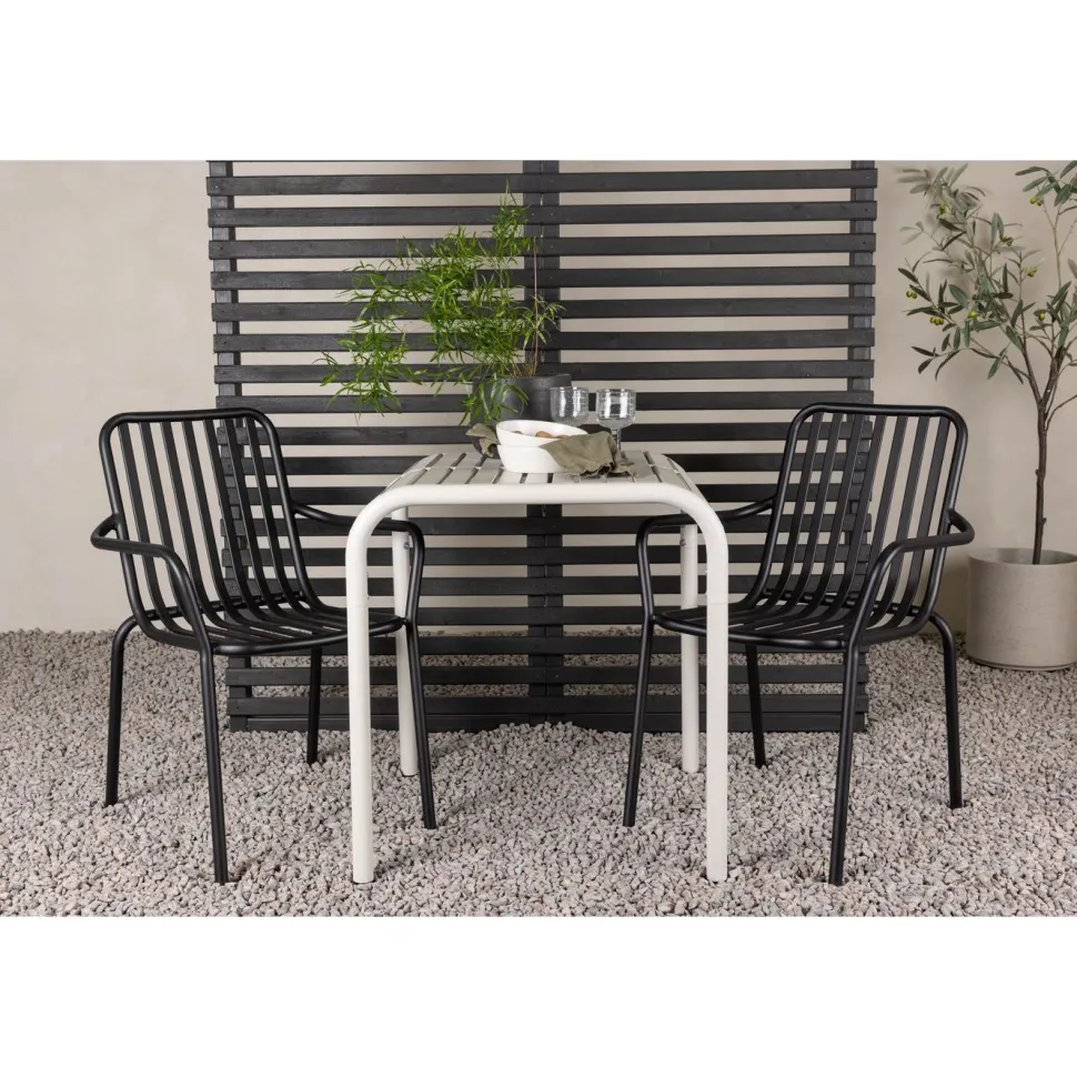 Parvekeryhmä Venture Home, 70x70cm beige Borneo-pöytä + 2 beigeä Peking-tuolia