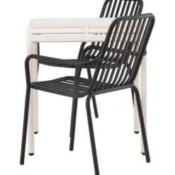 Parvekeryhmä Venture Home, 70x70cm beige Borneo-pöytä + 2 beigeä Peking-tuolia