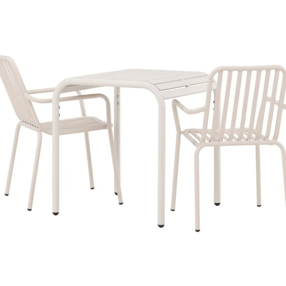 Parvekeryhmä Venture Home, 70x70cm beige Borneo-pöytä + 2 beigeä Peking-tuolia