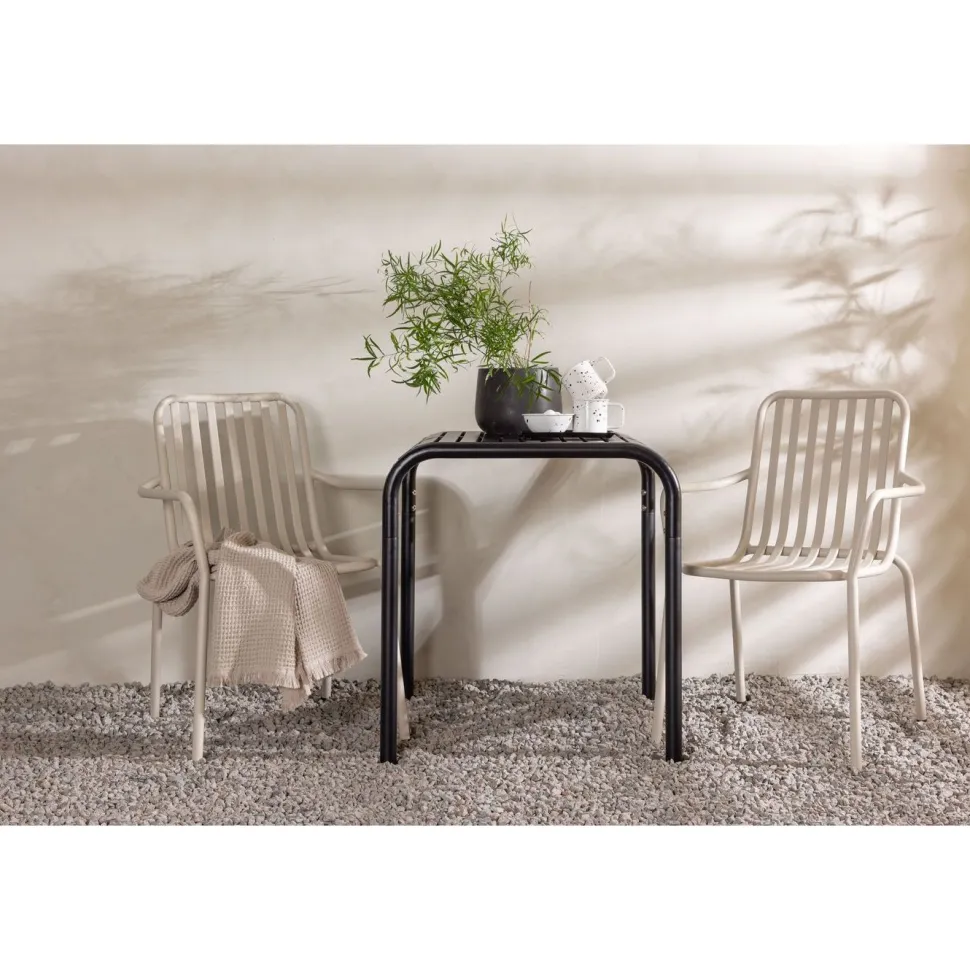 Parvekeryhmä Venture Home, 70x70cm beige Borneo-pöytä + 2 beigeä Peking-tuolia