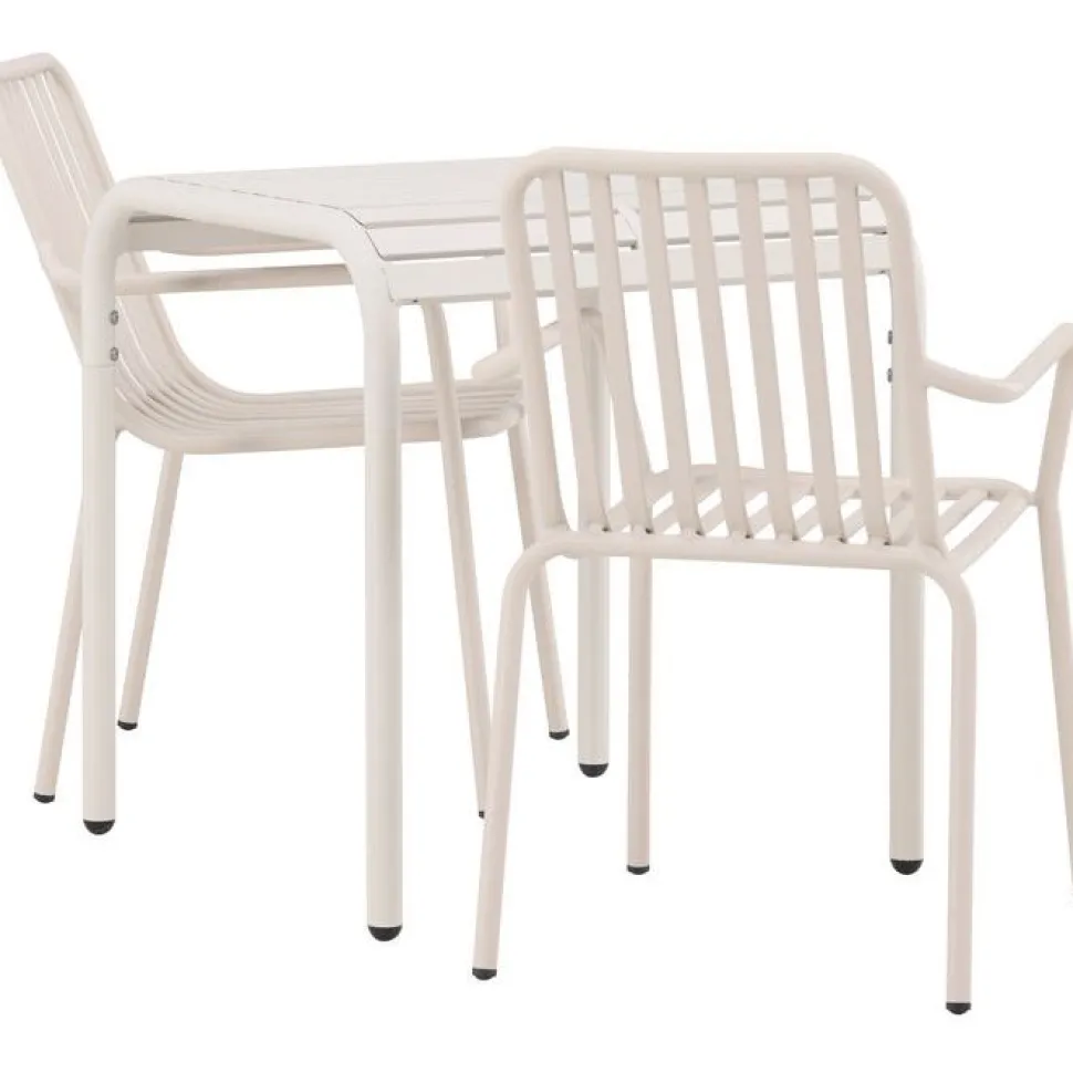 Parvekeryhmä Venture Home, 70x70cm beige Borneo-pöytä + 2 beigeä Peking-tuolia