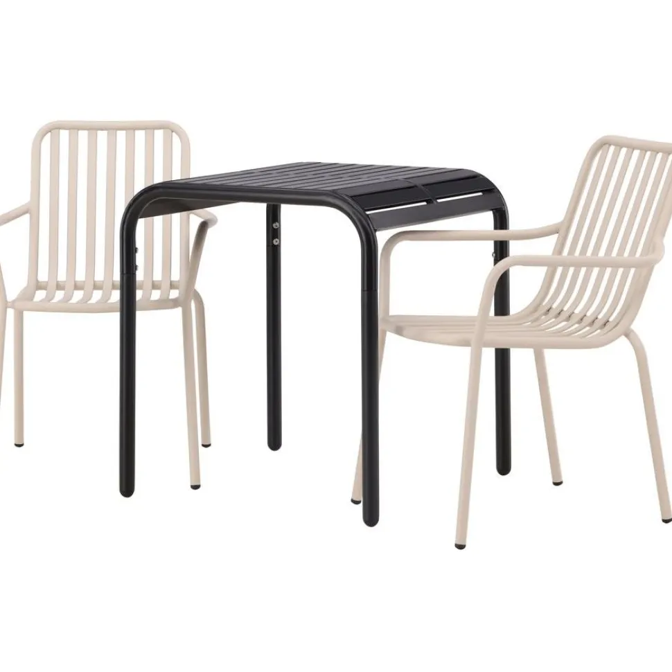 Parvekeryhmä Venture Home, 70x70cm beige Borneo-pöytä + 2 beigeä Peking-tuolia