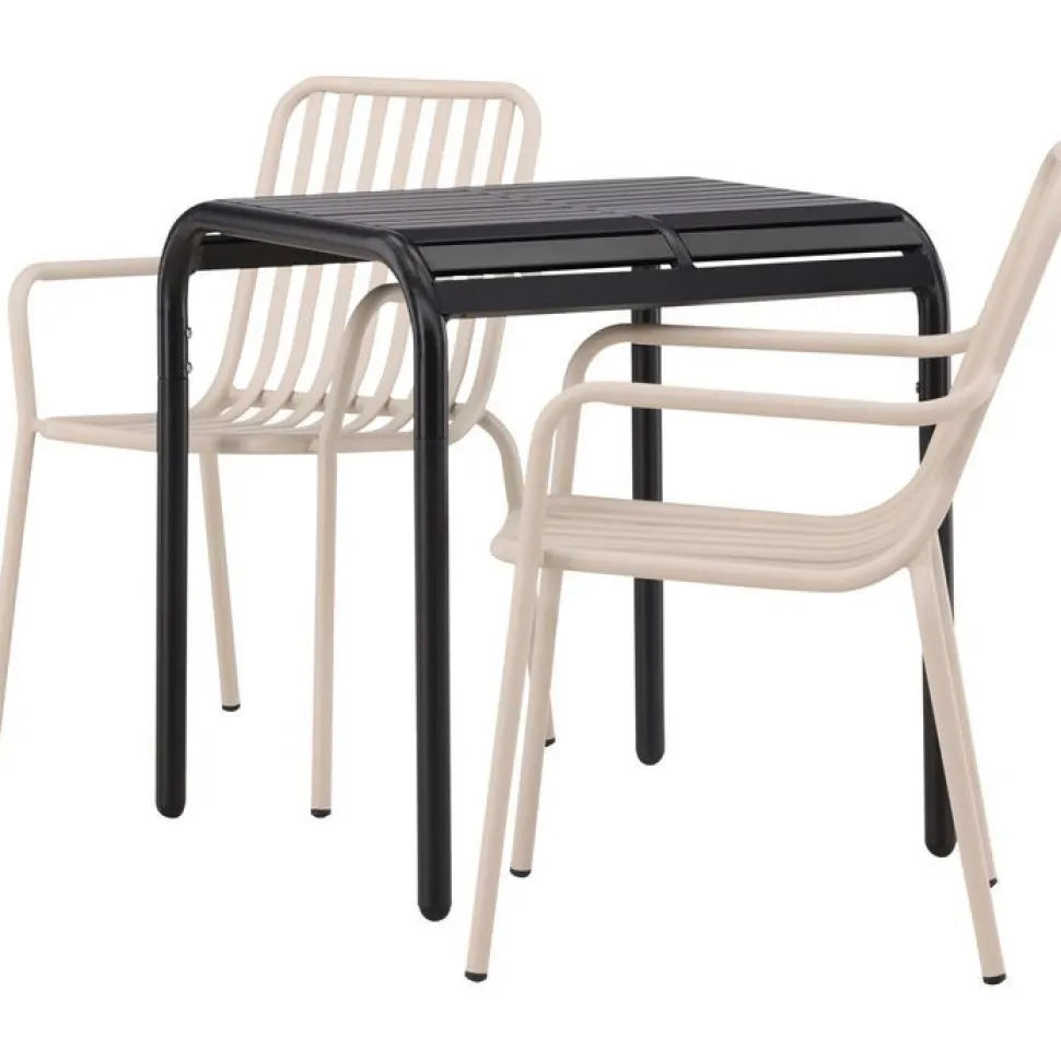 Parvekeryhmä Venture Home, 70x70cm beige Borneo-pöytä + 2 beigeä Peking-tuolia