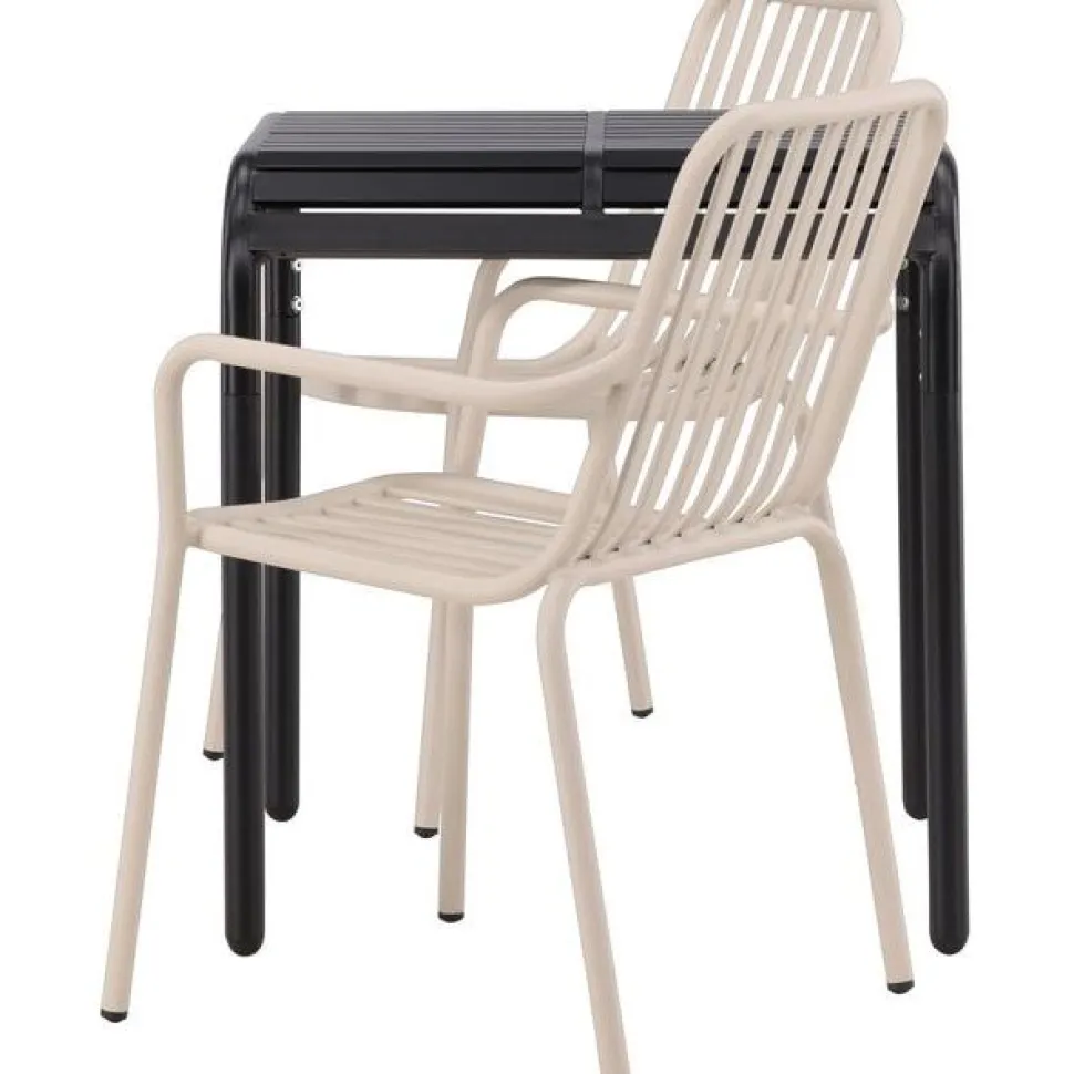 Parvekeryhmä Venture Home, 70x70cm beige Borneo-pöytä + 2 beigeä Peking-tuolia