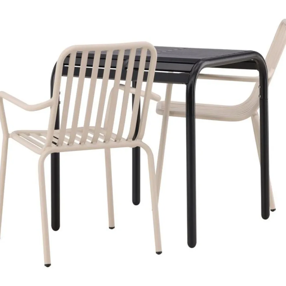 Parvekeryhmä Venture Home, 70x70cm beige Borneo-pöytä + 2 beigeä Peking-tuolia