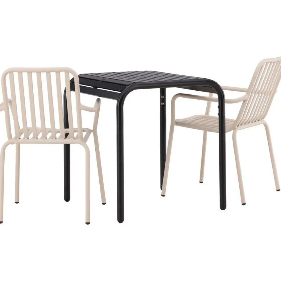 Parvekeryhmä Venture Home, 70x70cm beige Borneo-pöytä + 2 beigeä Peking-tuolia