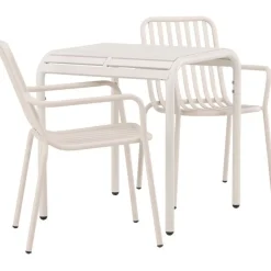 Parvekeryhmä Venture Home, 70x70cm beige Borneo-pöytä + 2 beigeä Peking-tuolia