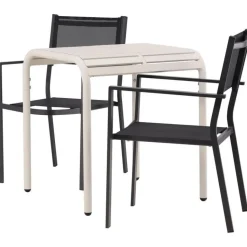 Parvekeryhmä Venture Home, 70x70cm beige Borneo-pöytä + 2 mustaa Copacabana-tuolia