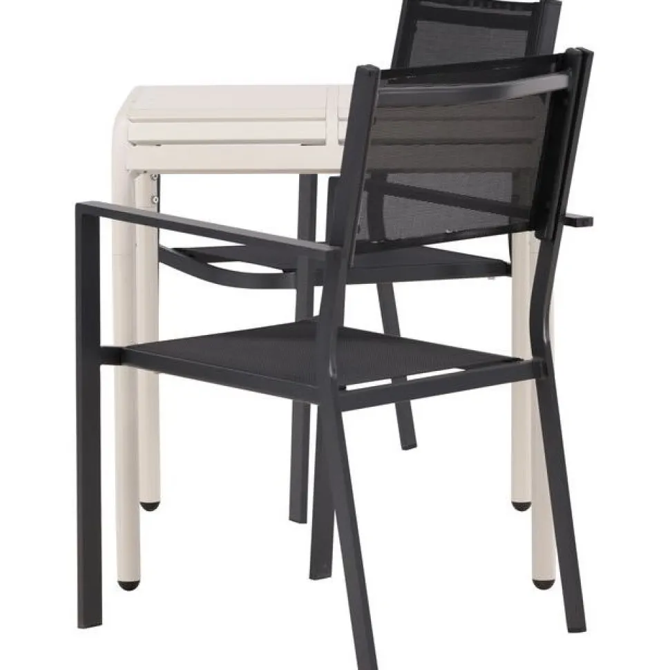 Parvekeryhmä Venture Home, 70x70cm beige Borneo-pöytä + 2 mustaa Copacabana-tuolia
