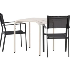 Parvekeryhmä Venture Home, 70x70cm beige Borneo-pöytä + 2 mustaa Copacabana-tuolia