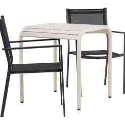 Parvekeryhmä Venture Home, 70x70cm beige Borneo-pöytä + 2 mustaa Copacabana-tuolia