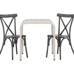 Parvekeryhmä Venture Home, 70x70cm beige Borneo-pöytä + 2 mustaa Tablas-tuolia