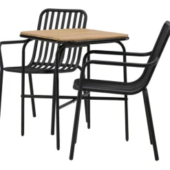 Parvekeryhmä Venture Home, 88x70cm Holmbeck-pöytä + 2 mustaa Peking-tuolia