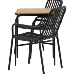 Parvekeryhmä Venture Home, 88x70cm Holmbeck-pöytä + 2 mustaa Peking-tuolia