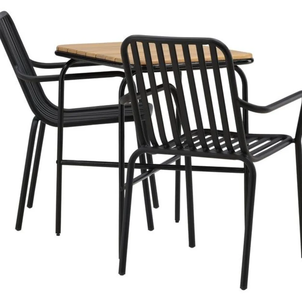 Parvekeryhmä Venture Home, 88x70cm Holmbeck-pöytä + 2 mustaa Peking-tuolia