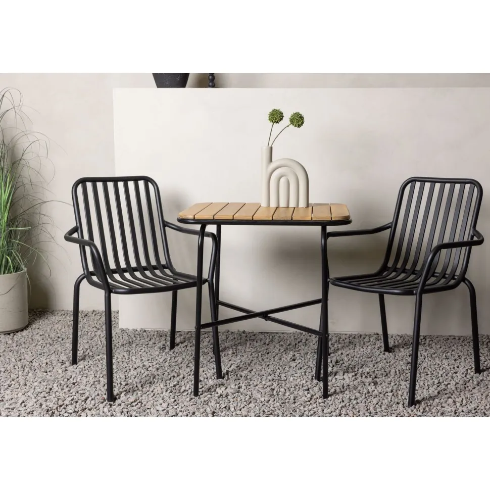 Parvekeryhmä Venture Home, 88x70cm Holmbeck-pöytä + 2 mustaa Peking-tuolia