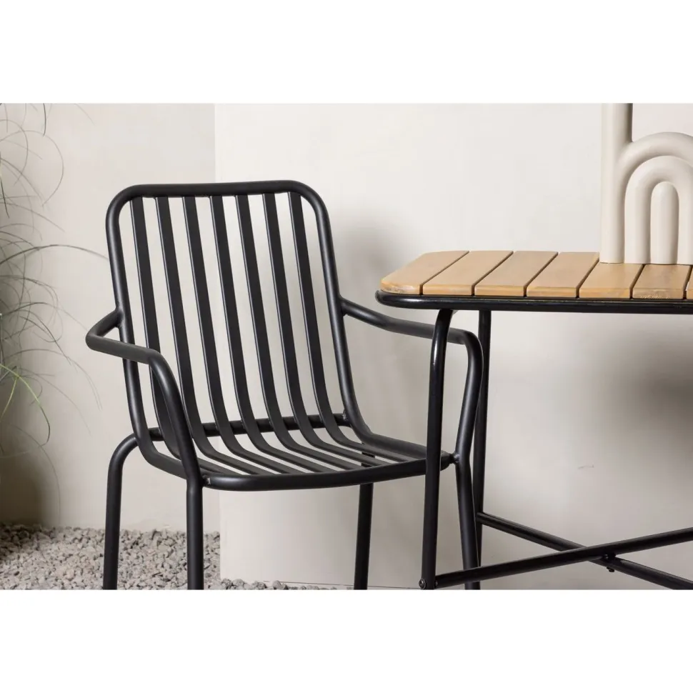 Parvekeryhmä Venture Home, 88x70cm Holmbeck-pöytä + 2 mustaa Peking-tuolia
