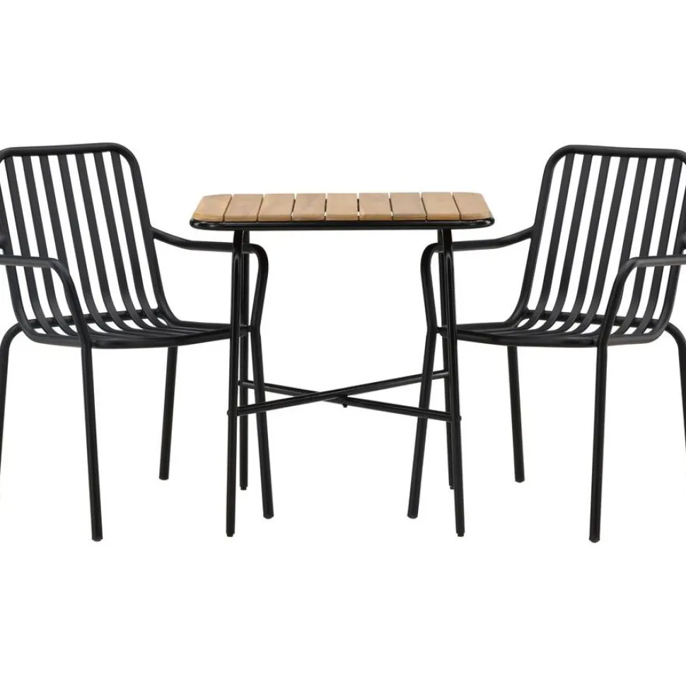 Parvekeryhmä Venture Home, 88x70cm Holmbeck-pöytä + 2 mustaa Peking-tuolia