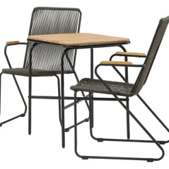 Parvekeryhmä Venture Home, 88x70cm Holmbeck-pöytä + 2 tummanharmaata Bois-tuolia
