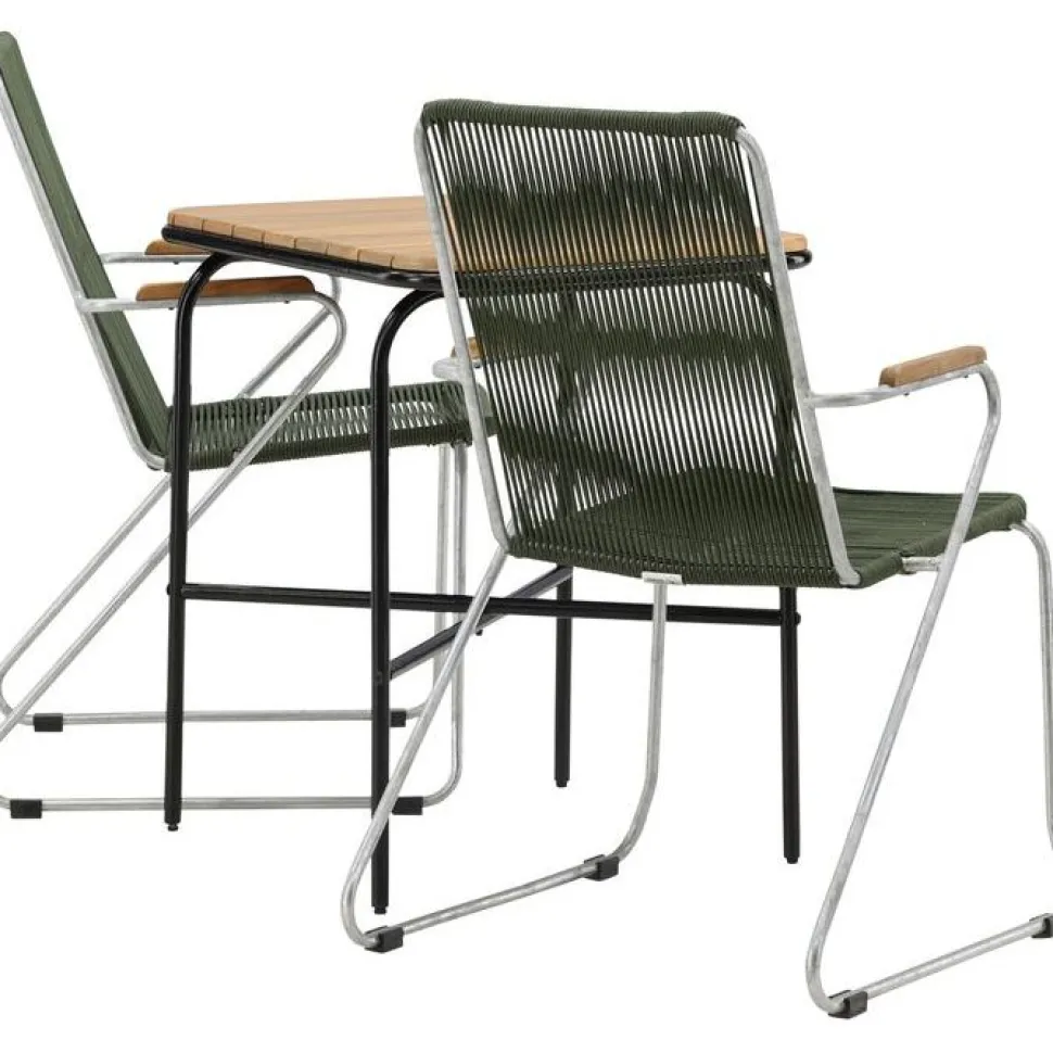 Parvekeryhmä Venture Home, 88x70cm Holmbeck-pöytä + 2 tummanharmaata Bois-tuolia