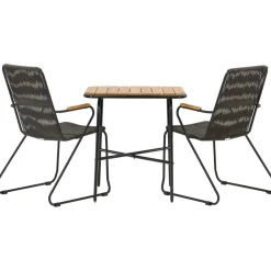 Parvekeryhmä Venture Home, 88x70cm Holmbeck-pöytä + 2 tummanharmaata Bois-tuolia