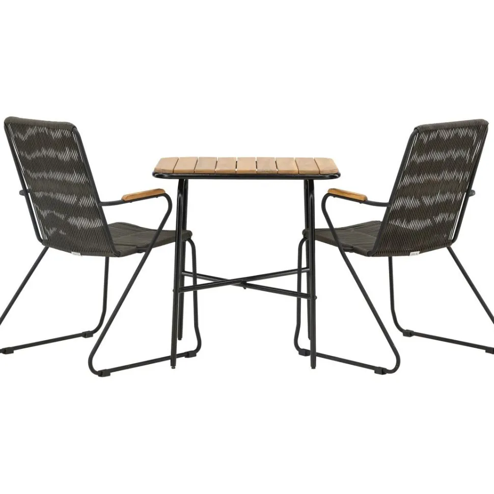 Parvekeryhmä Venture Home, 88x70cm Holmbeck-pöytä + 2 tummanharmaata Bois-tuolia